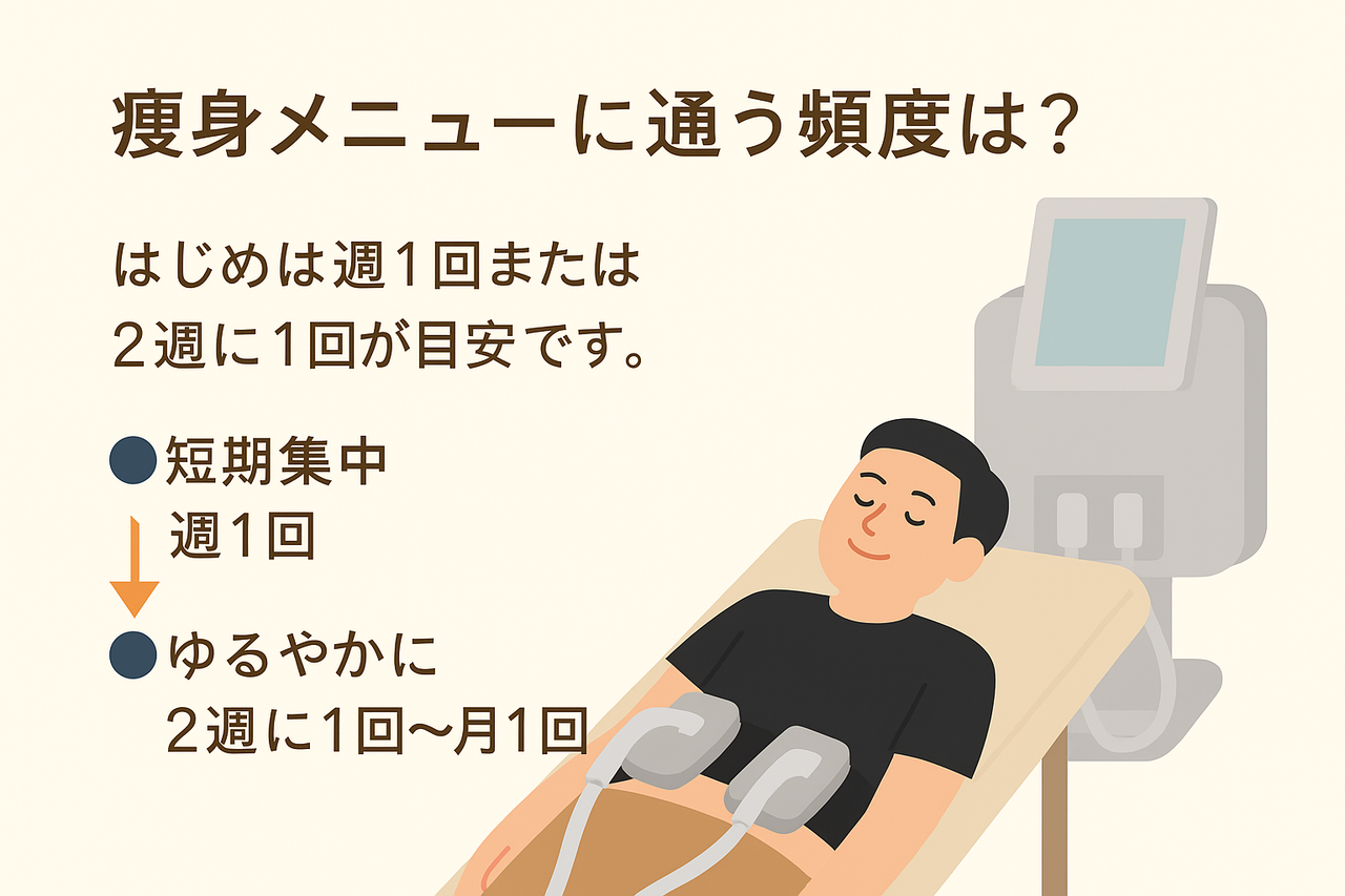 痩身メニューに通う頻度のイラスト