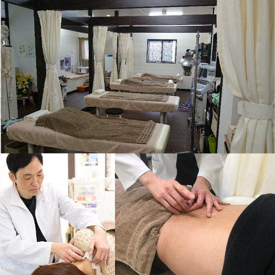 鍼灸整骨院一心堂の院内と施術風景