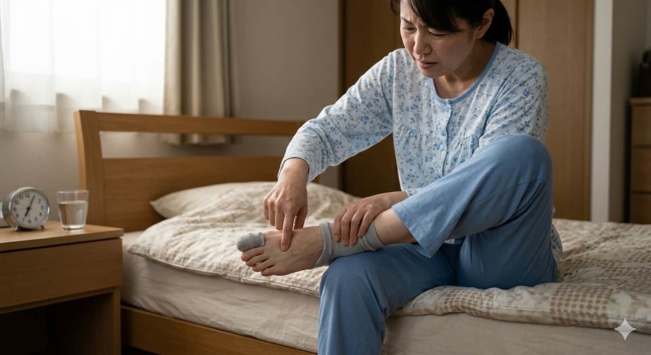 足の甲の痛みで悩む様子を示したイメージ画像